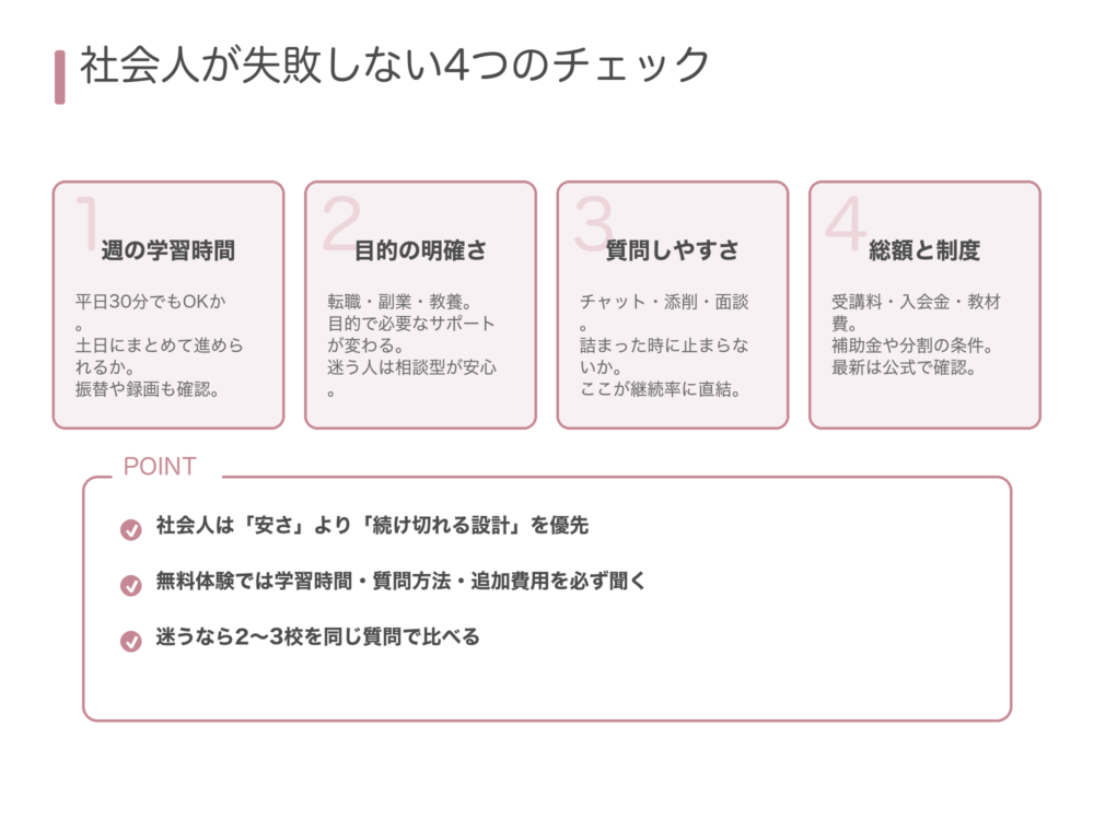 社会人が失敗しない4つのチェック